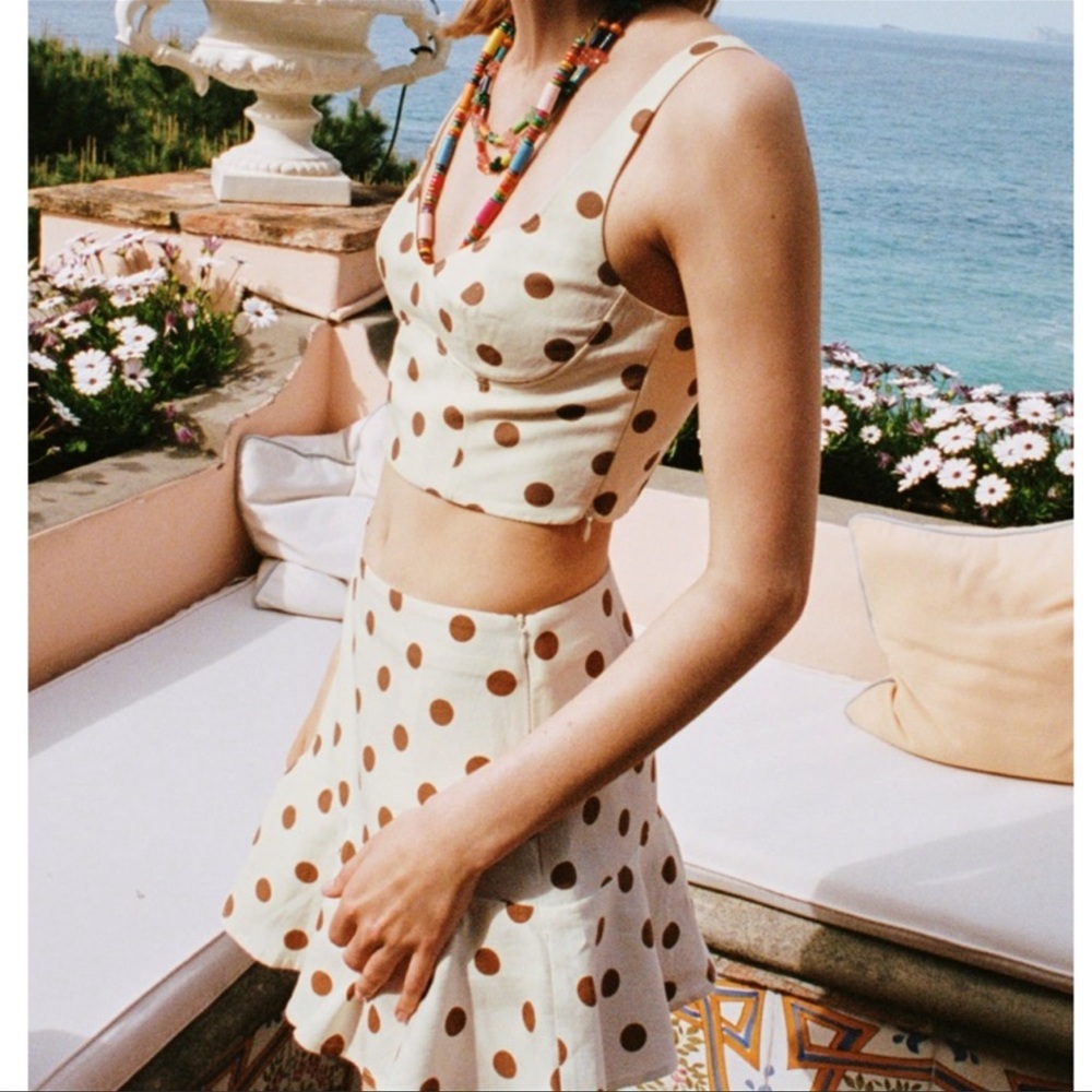 Zara polka dot crop top and skirt set